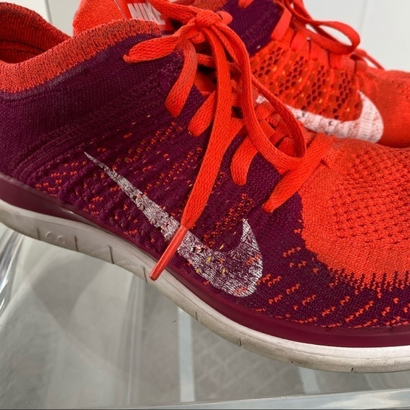 💙 NIKE Free RN Flyknit Bright Orange Sneakers - Picture 3 of 6
